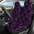Fehuew Purple Hearts Peace Sign 2 Pcs Car Seat Covers Set Vehicle Front Protector Auto Interior Accessories Protetors Mat
