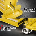 Mechanic Rolling Seat With 3 Storage Drawers And Tool Tray Heavy Duty Steel Frame Padded Cushion 350 Lbs Capacity Yellow