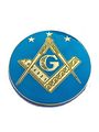 Masonic Master Mason 3 Steps 5 Point Stars Alloy Metal Sky Blue And Golden Color Auto Car Emblem Heavy Decal