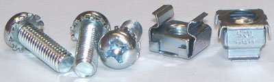 12-24 Rack Mounting Cage Nuts With Screws And Washers Zinc Steel 25 Piece Lot