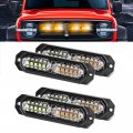 Led Strobe Light White Amber 12 Emergency Surface Mount Grille 4pc Pack Mini Warning Flashing Grill Bar Upgraded Waterproof For 