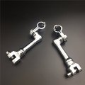 Chrome Long Angled Adjustable Highway Peg Mounting Kit For Any Bike Equipped With 1-1 2 Inch 1 5 Front Engine Guard Frame Tube 