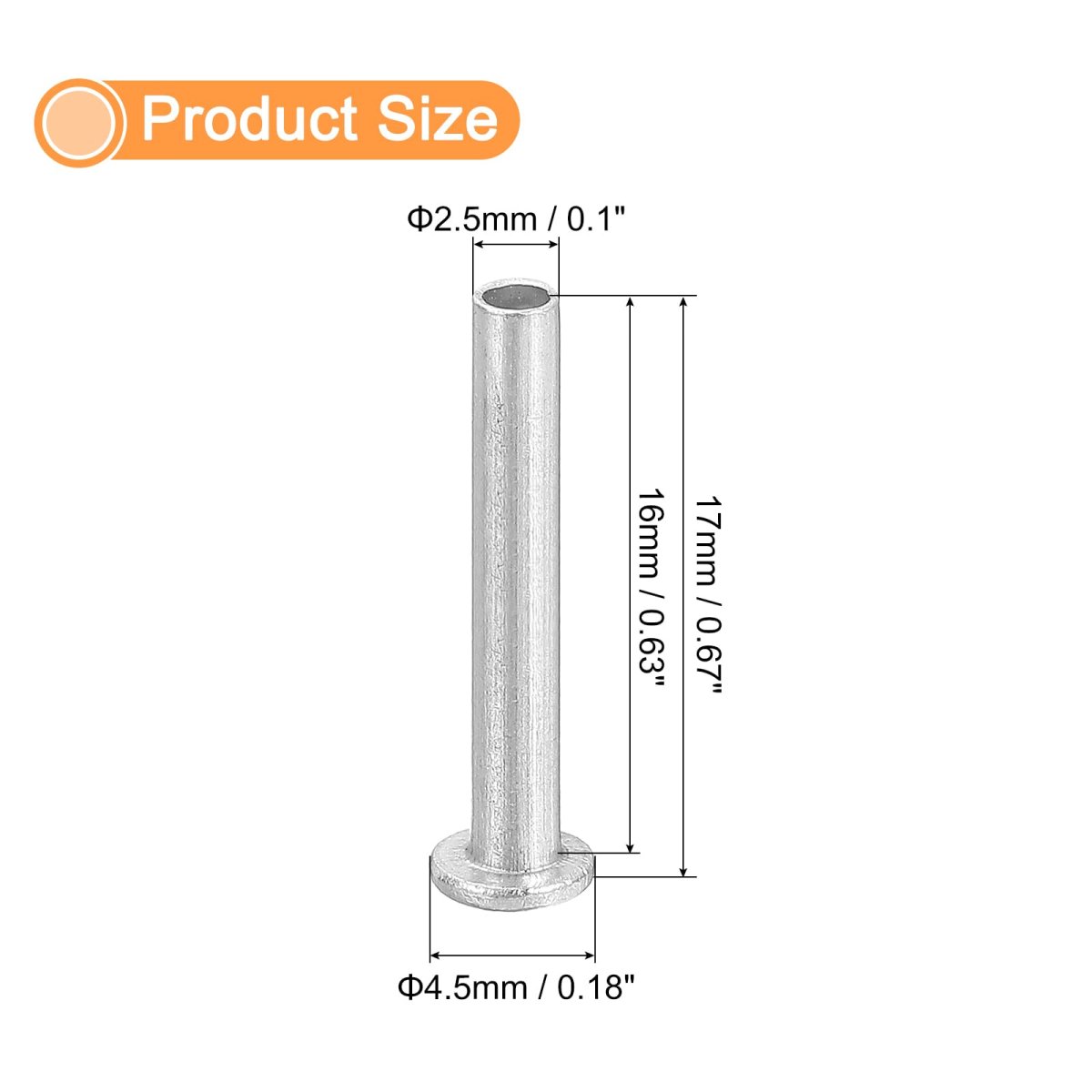 50pcs Semi Tubular Rivets 2 5mm X 16mm Aluminum Round Flat Head Semi-tubular Metal Stud Rivet For Industry Household Repairing
