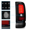 Amerilite For 1994-2001 Dodge Ram 1500 2500 3500 Truck Black Smoke C-bar Led Tube Replacement Tail Lights Signal Lamp Pair