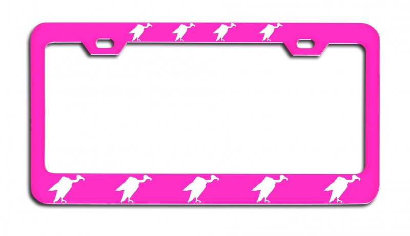 Vultures Logo Pink Metal License Plate Frame Tag Holder Heavy Duty Steel Universal Fit For Us And Canada Vehicles 12 5 X 6 In