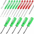 15 Piece Pocket Screwdriver Set With Magnetic Tips Mini Slotted And Cross Head Screwdrivers Pry Bars Clips Green Red 