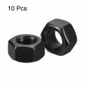 Uxcell 7 16-20 Unf Hex Nuts Carbon Steel Grade 8 Black Oxide Hexagon Nut For Screw Bolt 10 Of Pack