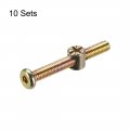 Uxcell M6 X 50mm Furniture Bolts Nut Set Hex Socket Screw With Barrel Nuts Phillips-slotted Zinc Plated Full Thread 10 Sets