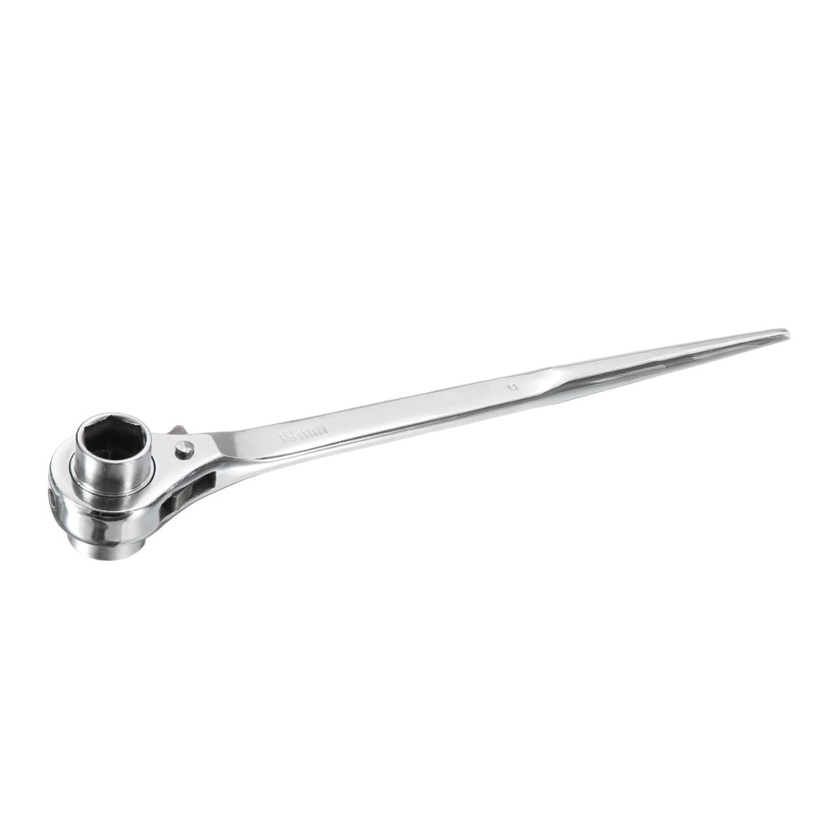 19 X 21mm Hexagon Scaffold Podger Ratchet Spanner Ratcheting Socket Wrench Tool Silver Tone