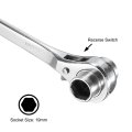 19 X 21mm Hexagon Scaffold Podger Ratchet Spanner Ratcheting Socket Wrench Tool Silver Tone