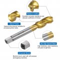 Uxcell Spiral Flute Thread Taps 1 2-13 Unc 2b Screw Threading Tap Titanium Coated 6542 High Speed Steel Machine Tapping Tools