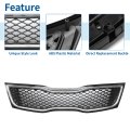 Front Upper Hood Bumper Grille For Kia Optima 2014-2015 Kidney Grill Black Chrome Silver Tone