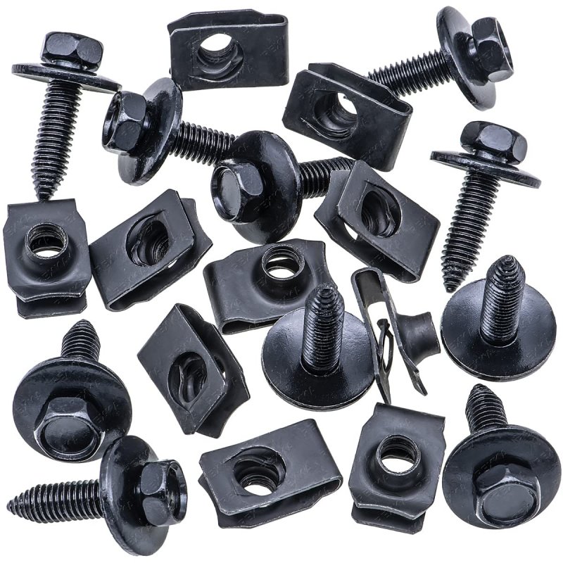 Rexka 10 Sets M8-1 25 Extruded U Nuts Body Bolts For Gm Ford Chrysler Multi Purposes- Bumper Fender Hood Shield Radiator Engine