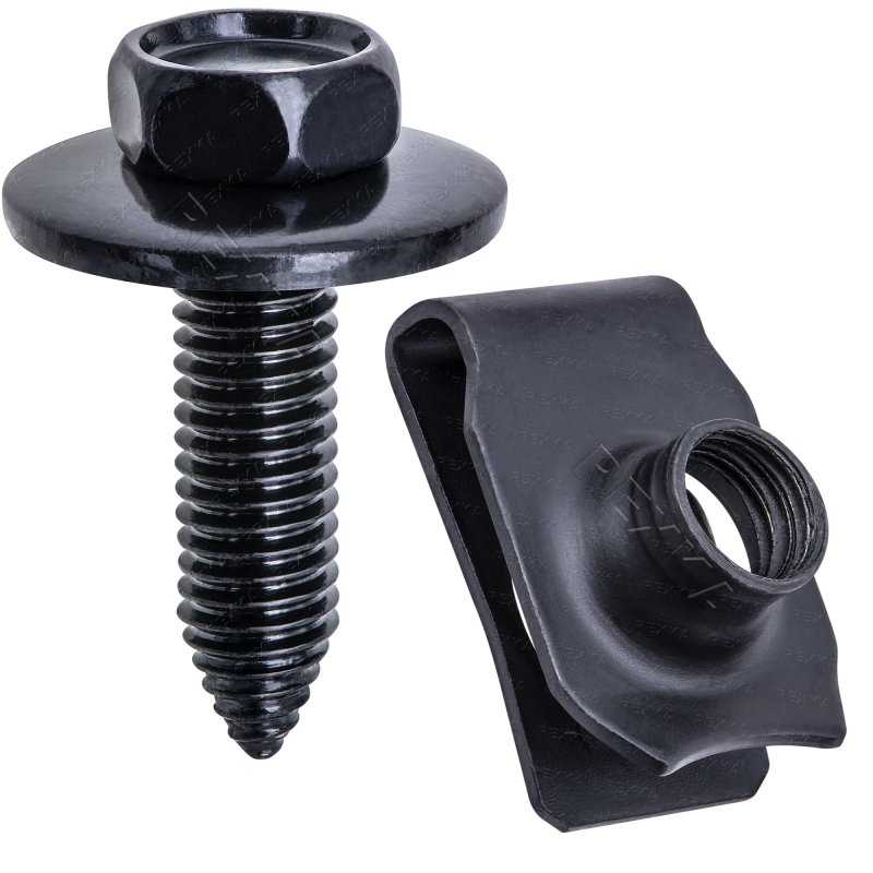 Rexka 10 Sets M8-1 25 Extruded U Nuts Body Bolts For Gm Ford Chrysler Multi Purposes- Bumper Fender Hood Shield Radiator Engine