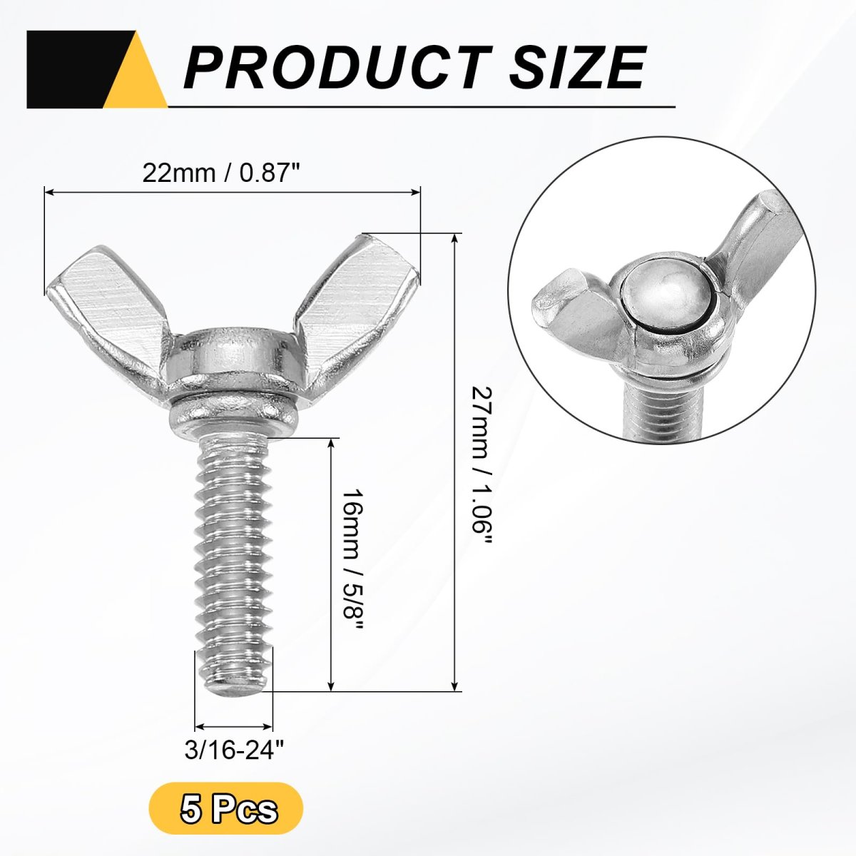 5pcs 3 16-24 X 5 8 Wing Butterfly Screw Bolts 304 Stainless Steel Machine Fastener Thumb Hand Screws For Electronic Equipment