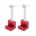 2pcs Universal Aluminum Alloy Pickup Truck Tool Box Tie Downs J Shape Hooks Clamps Crossover Toolbox Mouting For Bed Red 