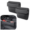 Large Capacity Car Seat Gap Filler With 2 Charge Hole Microfiber Leather Organizer Storages Items Keeps Quiet Tidy Storage Box 
