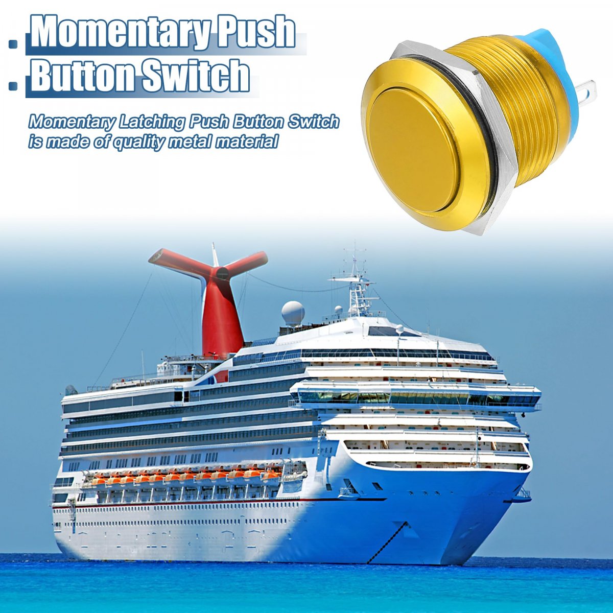 19 Mm Car Momentary Push Button Switch Aluminum Alloy Round Start Spst 1no Ac 250v Gold Tone