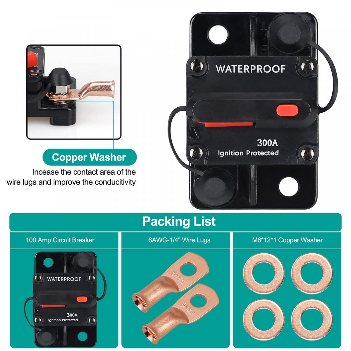 300 Amp Circuit Breaker With Manual Reset Waterproof 12v To 48v Dc For Car Marine Trolling Motors Boat Atv Audio System Fuse