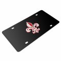 Ipick Image Fleur-de-lis Fdl 3d Black Stainless Steel License Plate Red