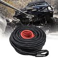 Black 3 8 5ft Synthetic Winch Rope 20500lbs Line Cable X85 W All Heat Guard Rock Billet Aluminum Hawse Fairlead