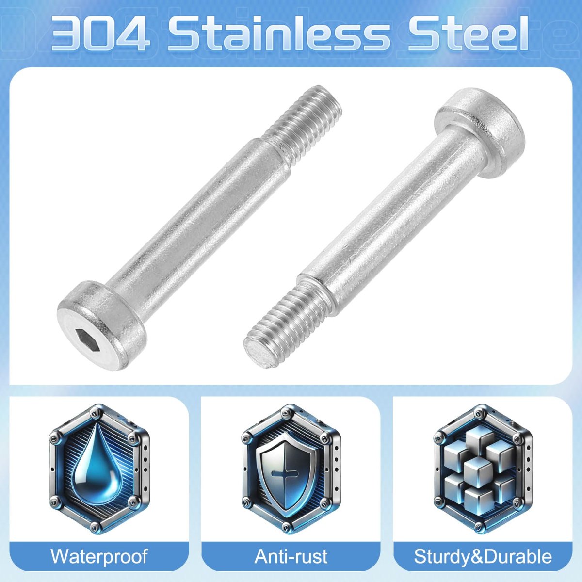 6pcs 304 Stainless Steel Shoulder Bolt 6mm Dia 25mm Length M5 Thread Hex Socket Bolts For Textile Hydraulic Injection Molding