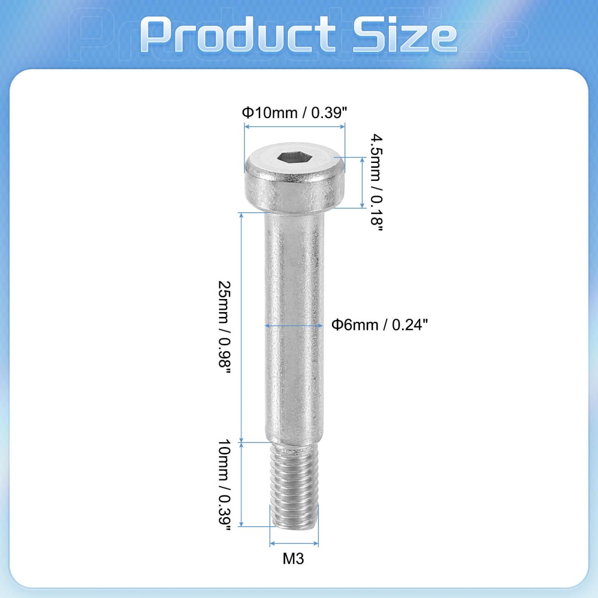 6pcs 304 Stainless Steel Shoulder Bolt 6mm Dia 25mm Length M5 Thread Hex Socket Bolts For Textile Hydraulic Injection Molding