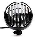 Krator 6 Black Chrome Motorcycle Headlight With Grill High Low Headlamp Bottom Mount