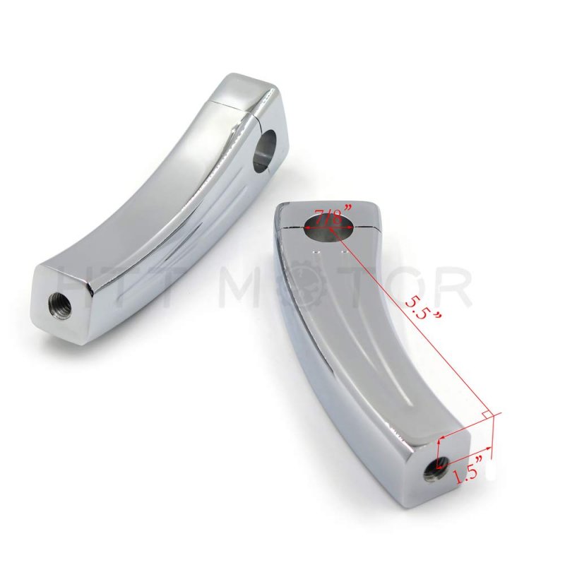 Xh6014-03a-22 Chrome Handlebar Pullback Risers For 7 8 In Bar 5 Height And Pull Back Suzuki Kawasaki 1 Bars