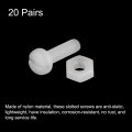 Uxcell 20 Pairs Nylon Screw Nut Assortment M3x12mm Slotted Pan Head Screws M3 Hex Nuts For Machinery Electronics White