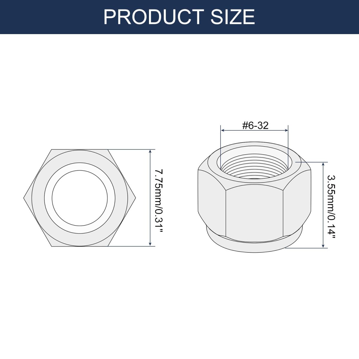 10pcs 6-32 Nylon Insert Hex Lock Nuts 304 Stainless Steel Self-locking Stop Nut For Industrial Construction Fasteners Silver