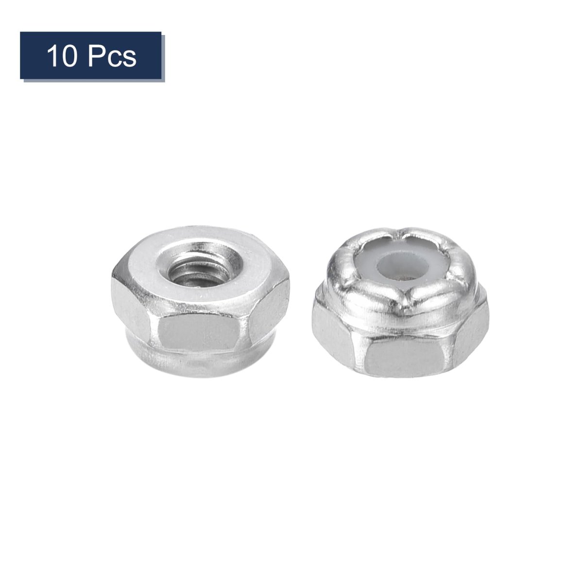 10pcs 6-32 Nylon Insert Hex Lock Nuts 304 Stainless Steel Self-locking Stop Nut For Industrial Construction Fasteners Silver