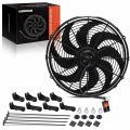 A-premium 16 Inch Slim Fan Pull Universal Electric Radiator Cooling Assembly 12v 120w With Mount Kit