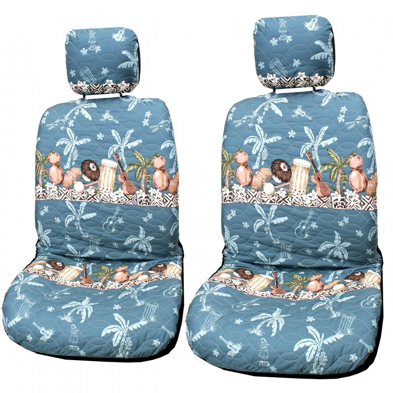 Winnie Fashion 2 Hawaiian Car Seat Covers W Headrest Drums Green Side Airbag Armrest Customization