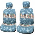 Winnie Fashion 2 Hawaiian Car Seat Covers W Headrest Drums Green Side Airbag Armrest Customization