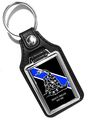 Thin Blue Line Don T Tread On Me Gadsden Flag Keychain Heavy Duty Faux Leather Key Holder For Men And Women 3 75 In X 1 5 