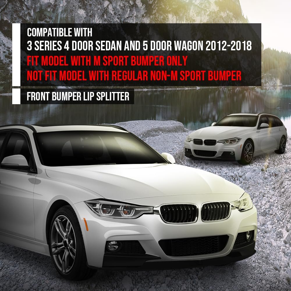 Front Bumper Lip Splitter Spoiler Fit Bmw 3 Series 4 Door Sedan And 5 Wagon 2012-2018 Not Model With Regular Non-m Sport