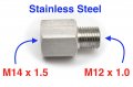 Autobahn88 Stainless Steel Sensor Adaptor M14 X1 5 Female To M12 0 Male Hex 18