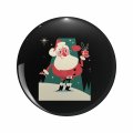Santa With Glasses Double Sided Stainless Steel Keychain 3d Resin Encased Round Design 1 25 In Novelty Key Ring For Backpacks 