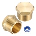 2pcs Brass Hex Head Plug Compression Cap Fitting Stop Valve 1 2 Npt Thread Pipe Flare Tubing Ends Sealing With Ptfe Tape For 