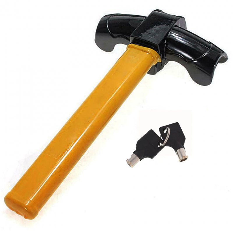 Universal Heavy Duty Security Steering Wheel Lock For Cars Anti Theft Alloy Steel Locking Device With 2 Keys Yellow