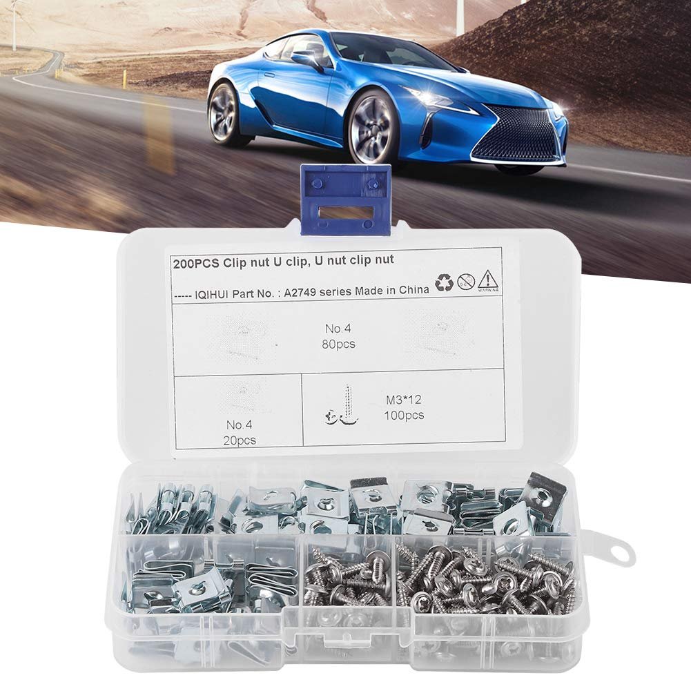 U-clips Fastener Trim Kit 200pcs U-type Clips With Self Tapping Screws Car Retainer For Motor Vehicles