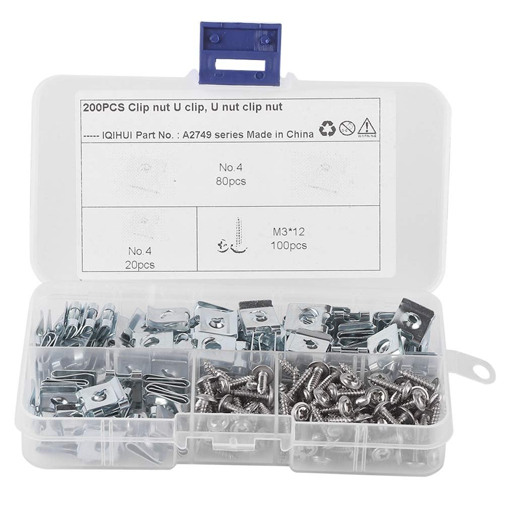 U-clips Fastener Trim Kit 200pcs U-type Clips With Self Tapping Screws Car Retainer For Motor Vehicles