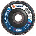 Weiler 51202 Tiger X Flap Disc Ceramic And Zirconia Alumina Angled Phenolic Backing 60 Grit 4-1 2 7 8 Arbor Hole Pack Of 10 