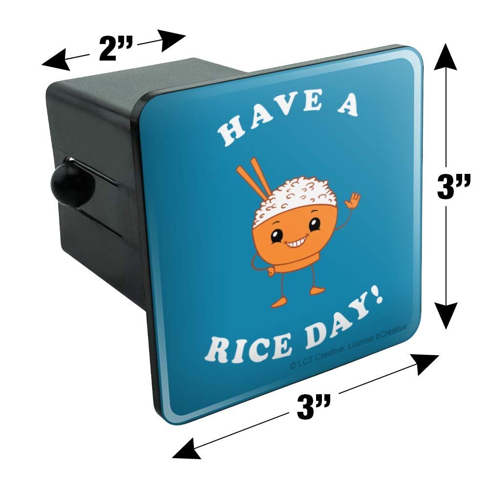 Graphics More Have A Rice Day Nice Bowl Funny Humor Tow Trailer Hitch Cover Plug Insert
