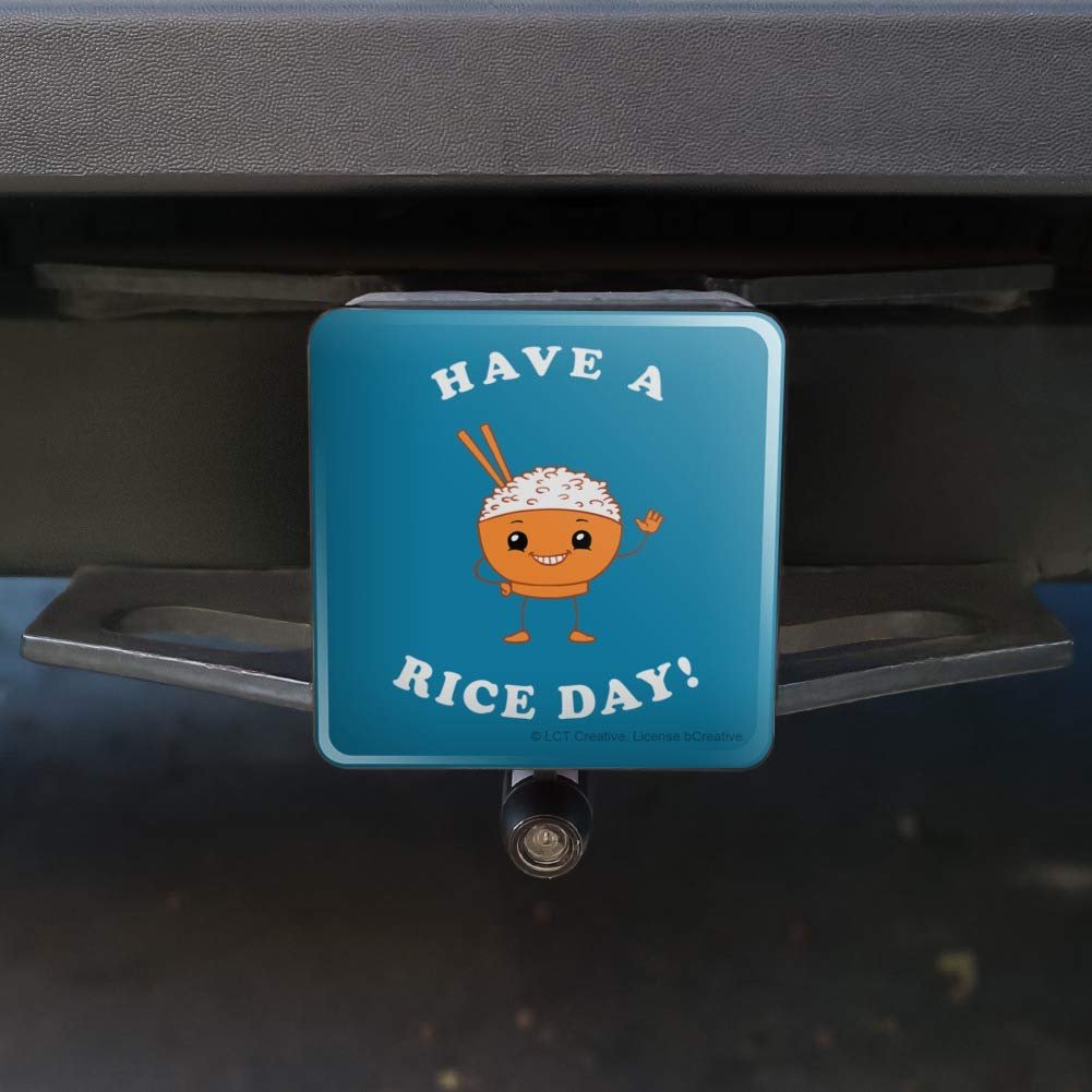 Graphics More Have A Rice Day Nice Bowl Funny Humor Tow Trailer Hitch Cover Plug Insert