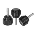 20pcs M3 X 12mm Male Thread Knurled Knobs Thumb Screws Clamping Grip 14mm Plastic Round Head Hand Thumbscrews Black 