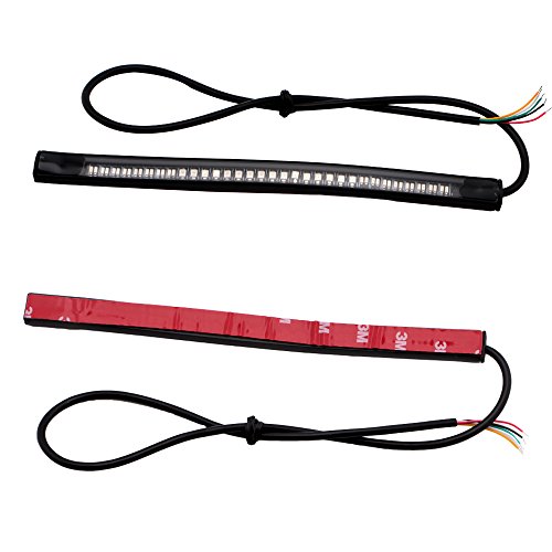 Motorcycle Led Light Strip 2 Pack Red And Yellow Brake Tail Turn Signal Lamp Dc 12v Ip68 Waterproof 3528 3014 48smd Sl0037