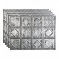Fasa De Traditional Style Pattern 4 Decorative Vinyl 18in X 24in Backsplash Panel In Crosshatch Silver 5 Pack 