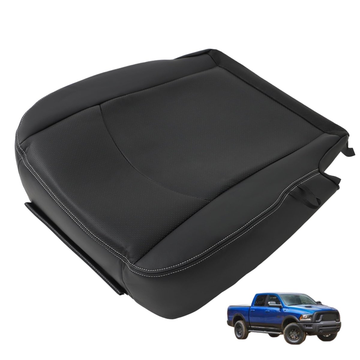 Front Passenger Side Bottom Seat Cover Replacement For 2013-2018 Ram 1500 2500 3500 Black Artificial Leather Custom Fit Right